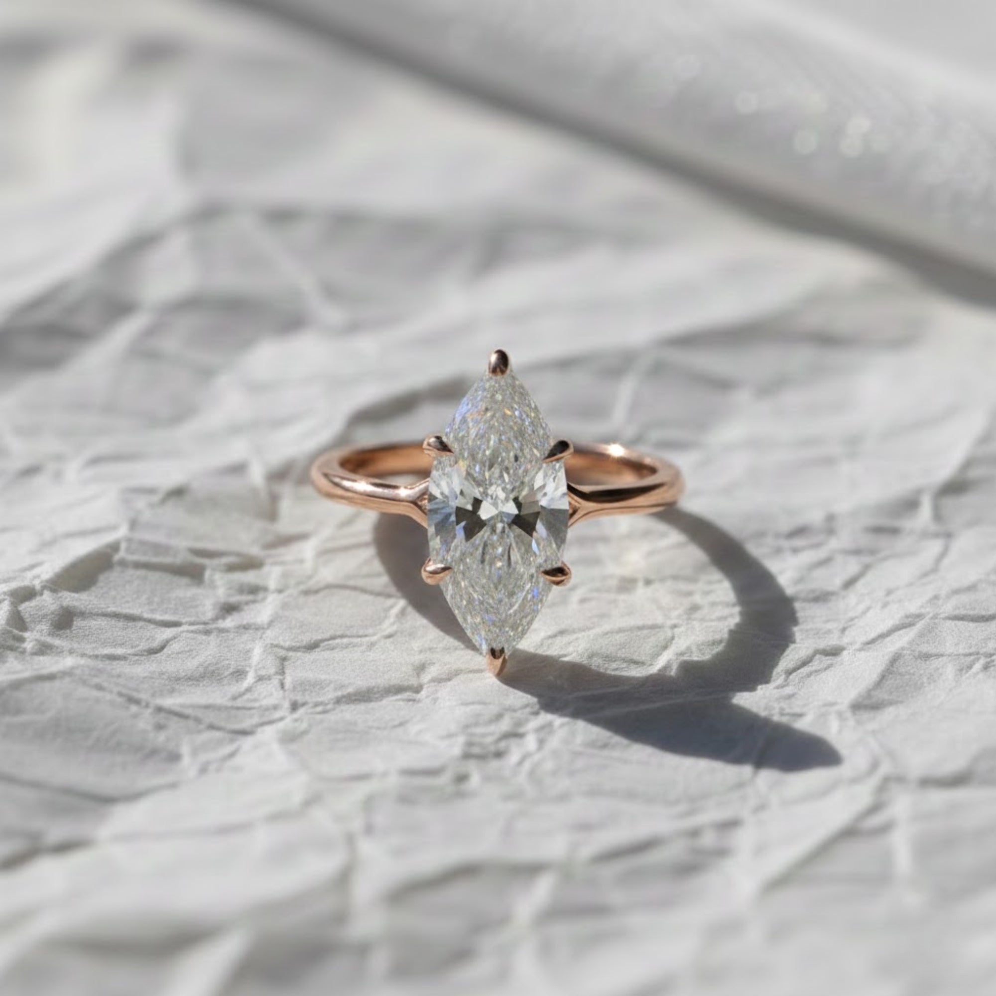 Marquise Cut Lab Grown Diamond Solitaire Ring, 1 CT to 4 CT Marquise Diamond Engagement Ring, Wedding Ring Gift For Women