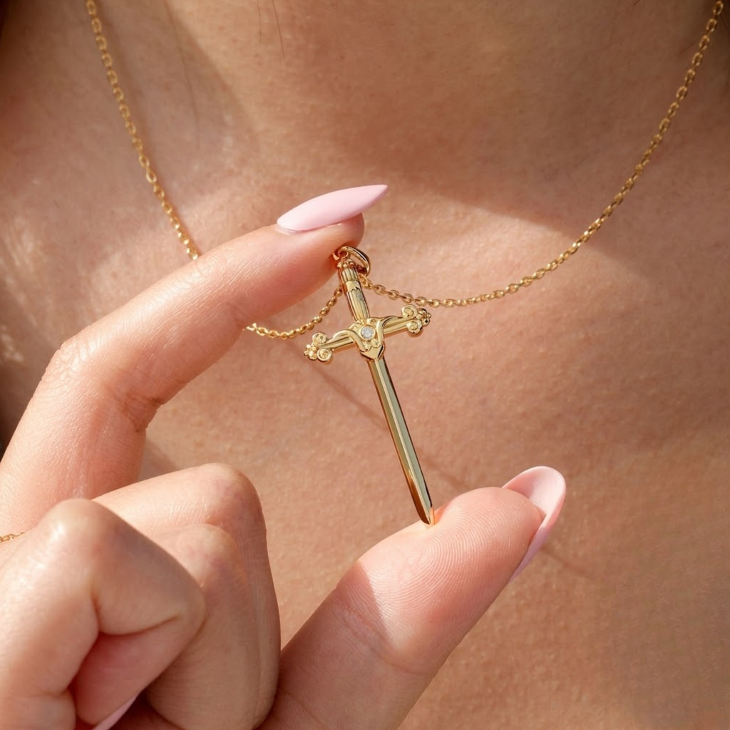 Verity Sword Cross Pendant Necklace