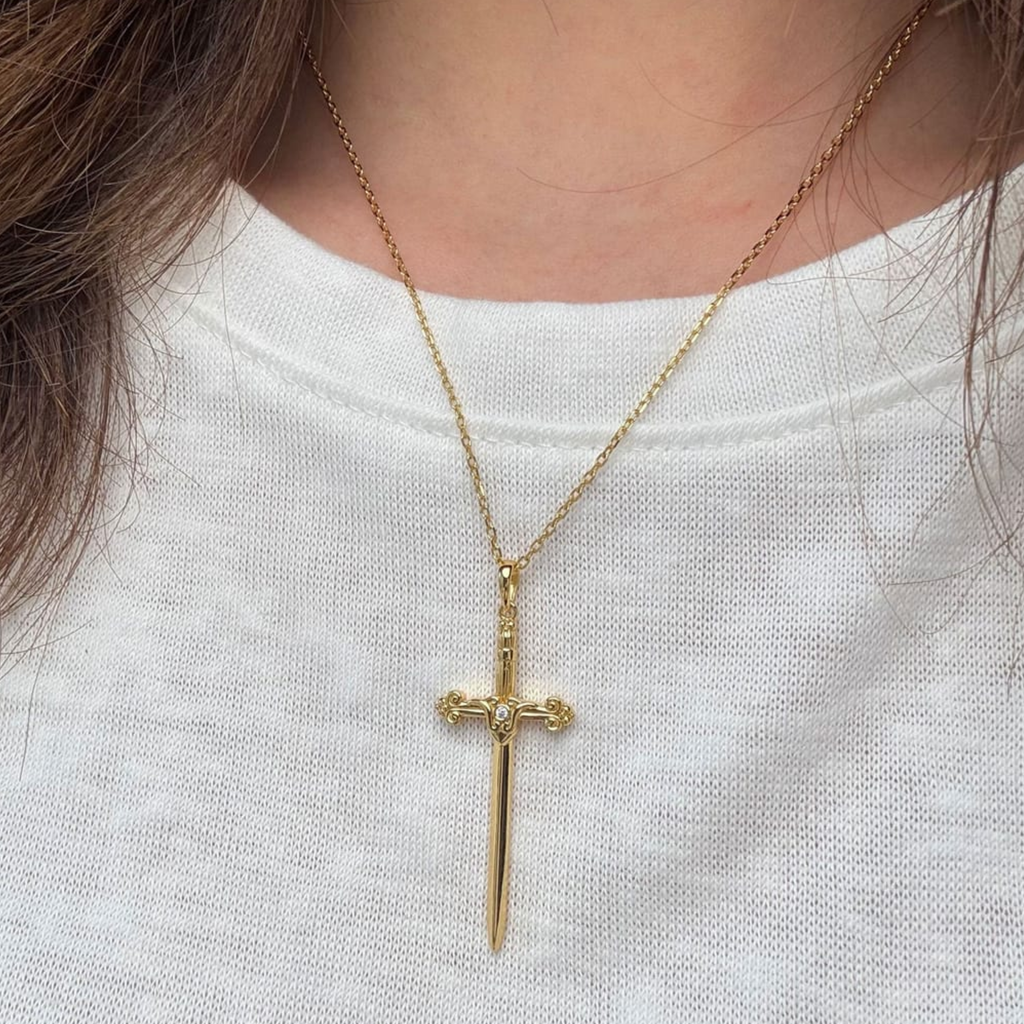 Verity Sword Cross Pendant Necklace