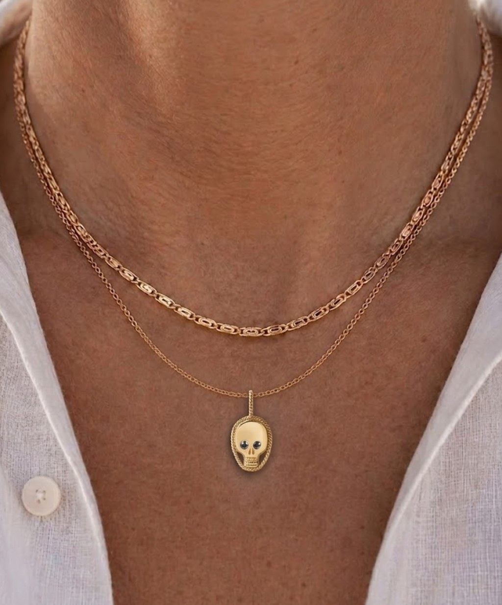 925 Sterling Silver Skull Pendant Necklace for Women