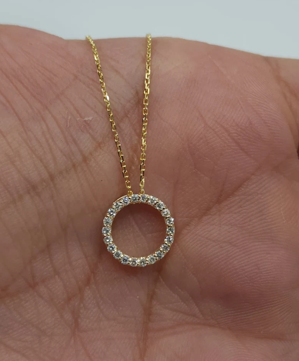 Round Lab Grown White Diamond Open Eternity Circle of Life Pendant for Women