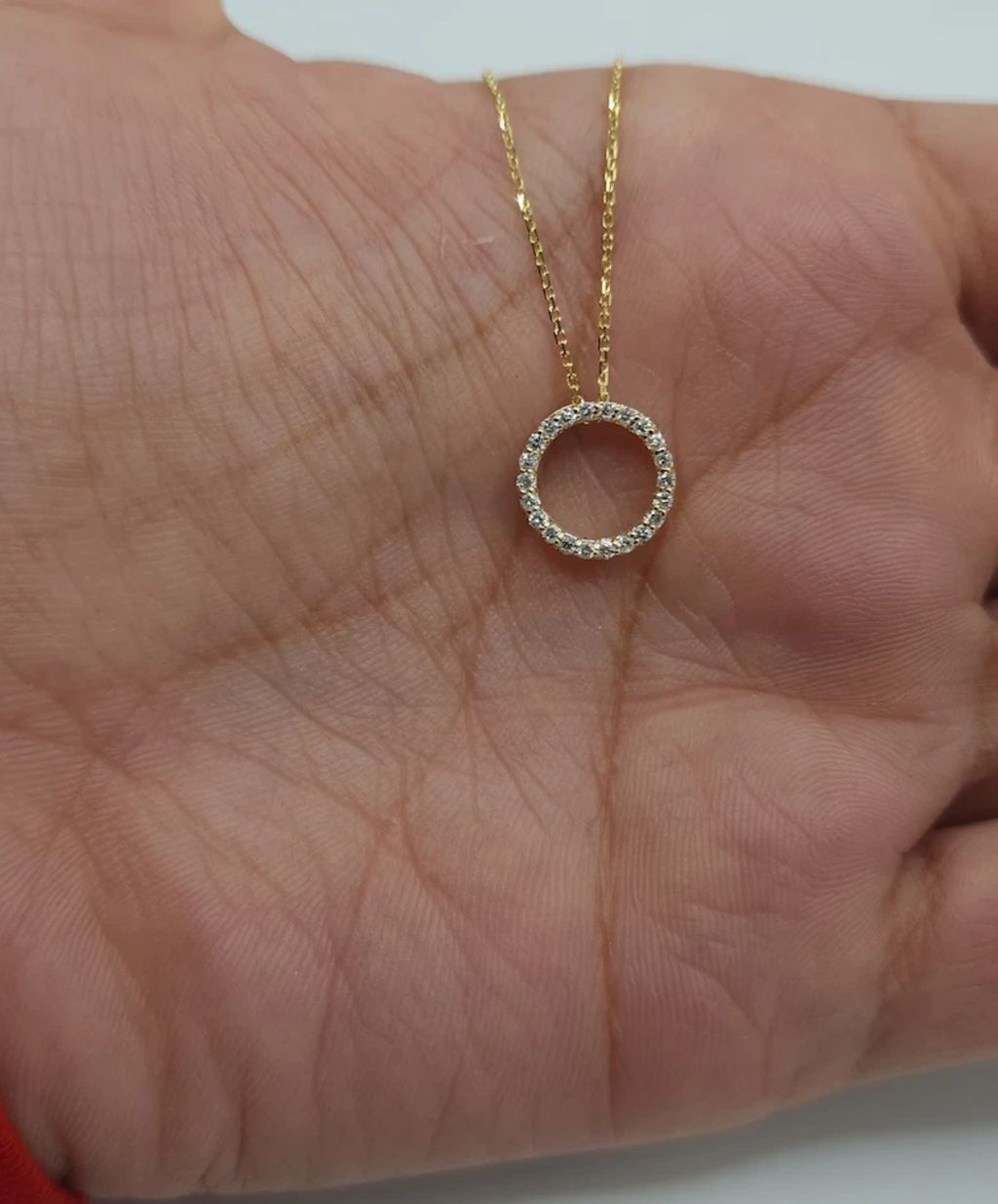 Round Lab Grown White Diamond Open Eternity Circle of Life Pendant for Women