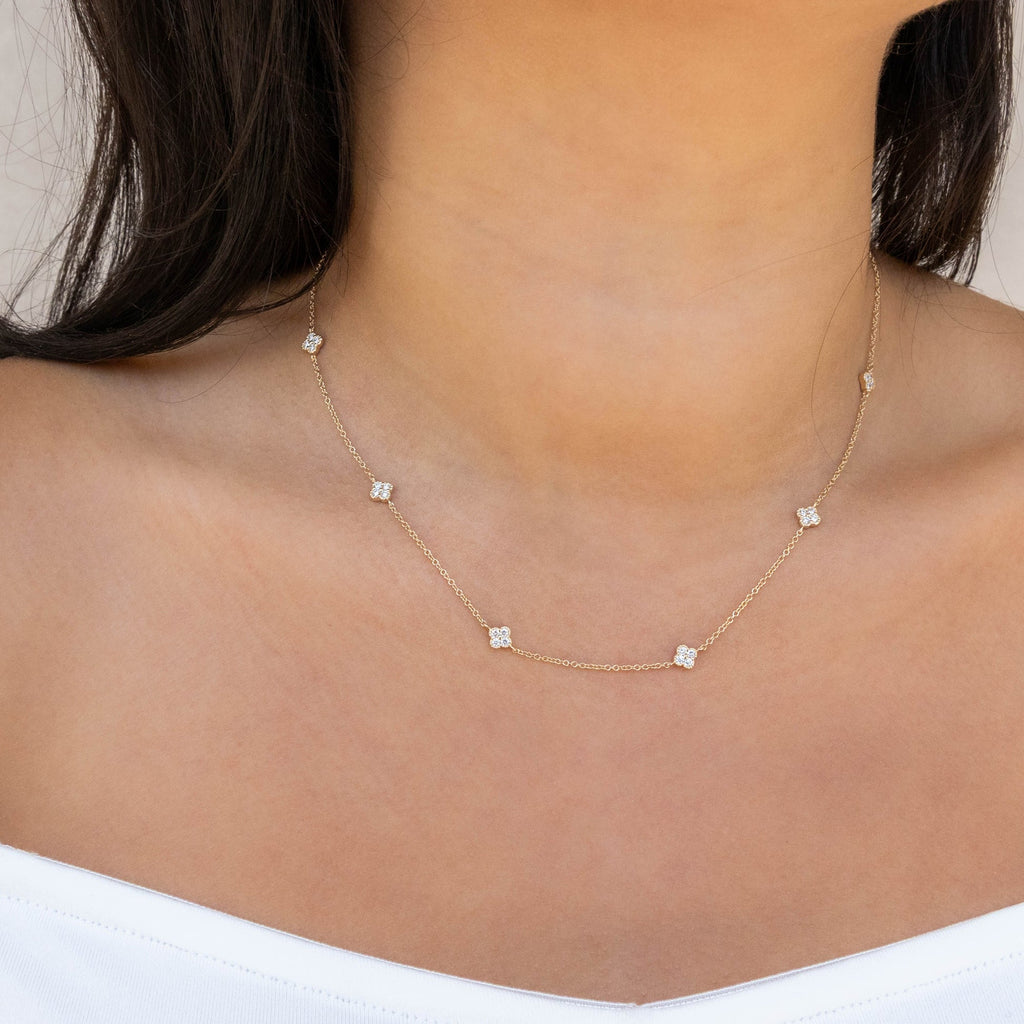 Lab Grown Diamond Clover Station Necklace