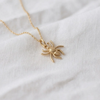 14K Gold Spider Tarantula Necklace Halloween Jewlery