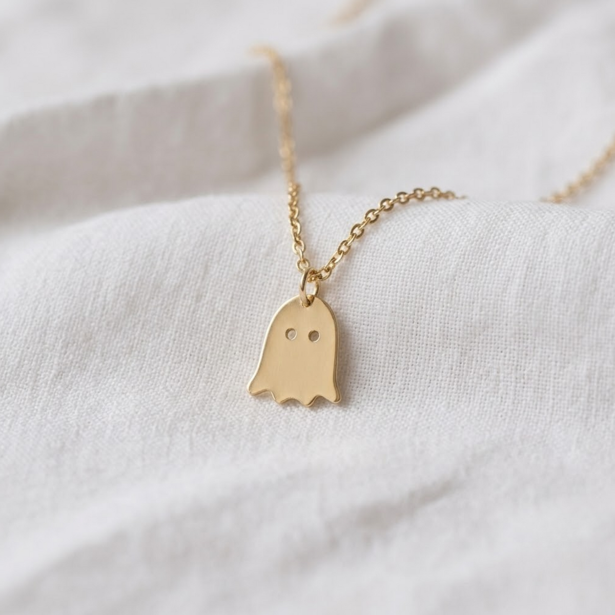 14K Gold Ghost Halloween Necklace