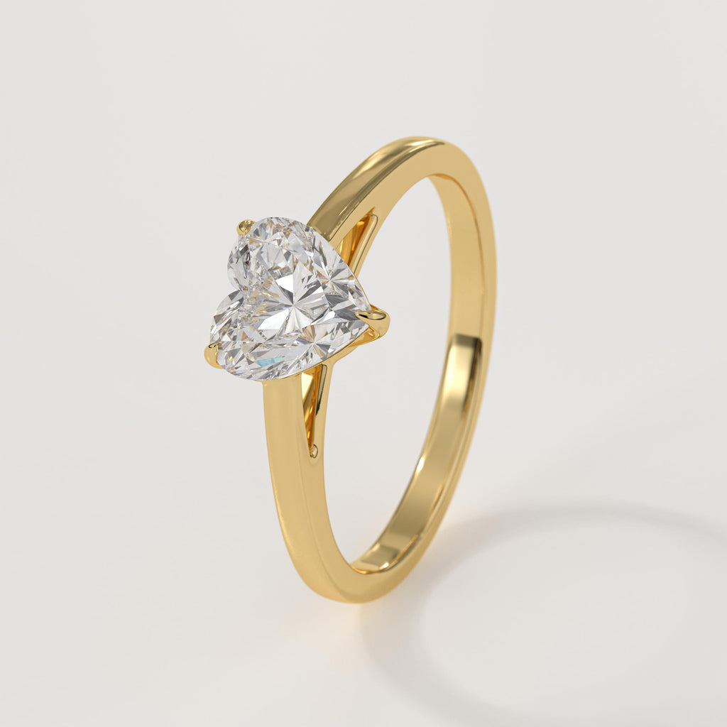 Heart Shape Lab Grown Diamond Engagement Ring in 14K Solid Gold