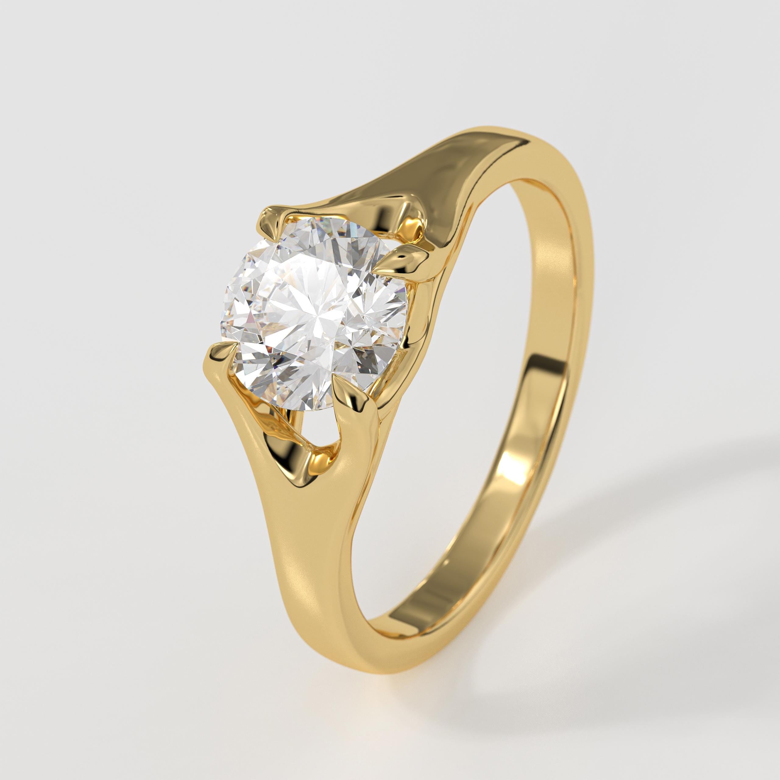 2 Carat F/VS1 Round Brilliant Cut Lab Grown Diamond Solitaire Engagement Ring in 14K Gold
