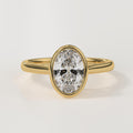 14K Gold Bezel Setting Oval Shaped Lab Grown Diamond Engagement Ring
