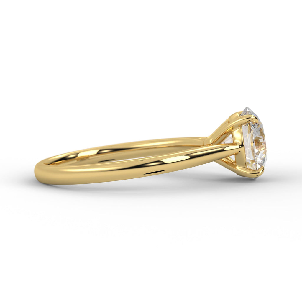 14K Gold Round Cut Lab Grown Diamond Engagement Ring Gift For Her
