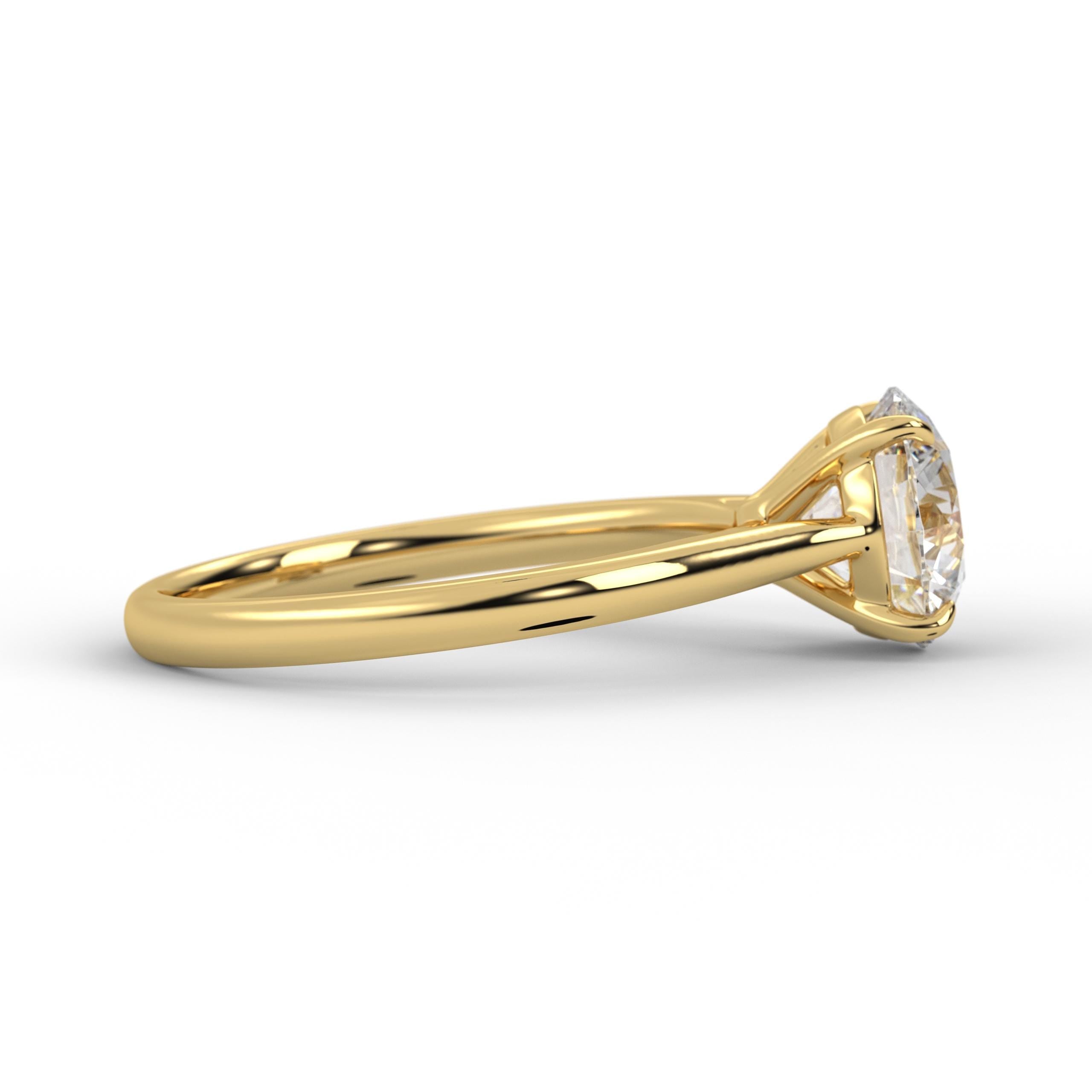 14K Gold Round Cut Lab Grown Diamond Engagement Ring Gift For Her