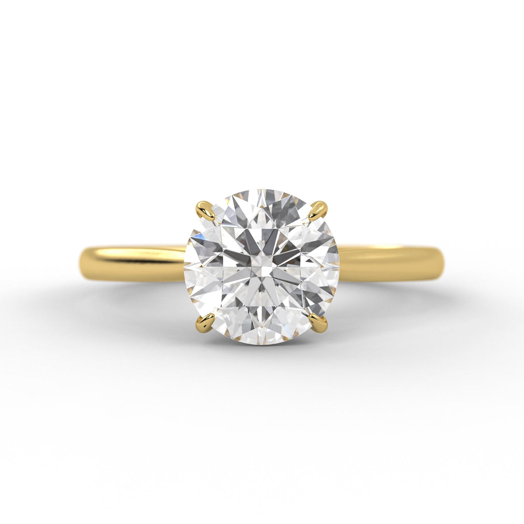 14K Gold Round Cut Lab Grown Diamond Engagement Ring Gift For Her