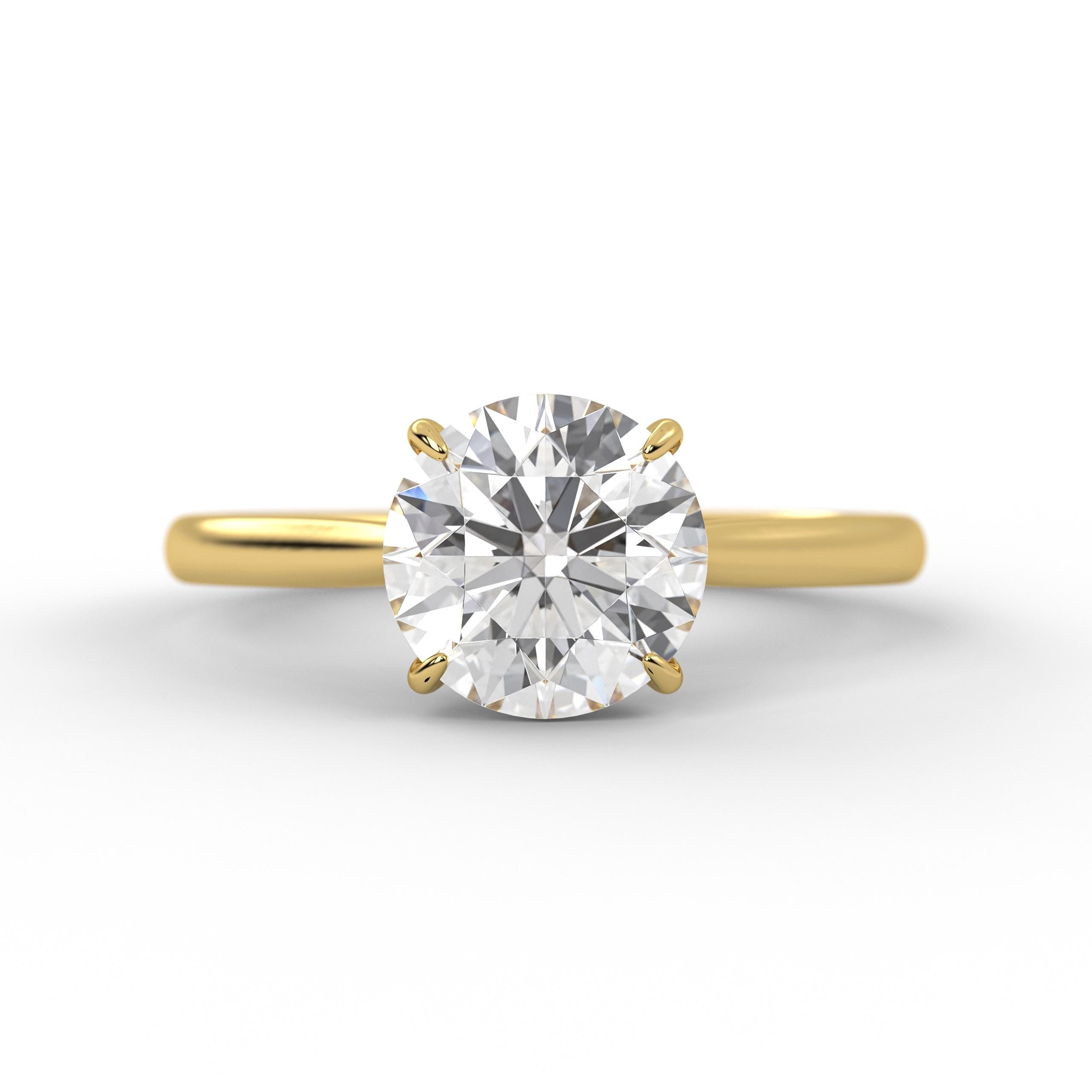 14K Gold Round Cut Lab Grown Diamond Engagement Ring Gift For Her
