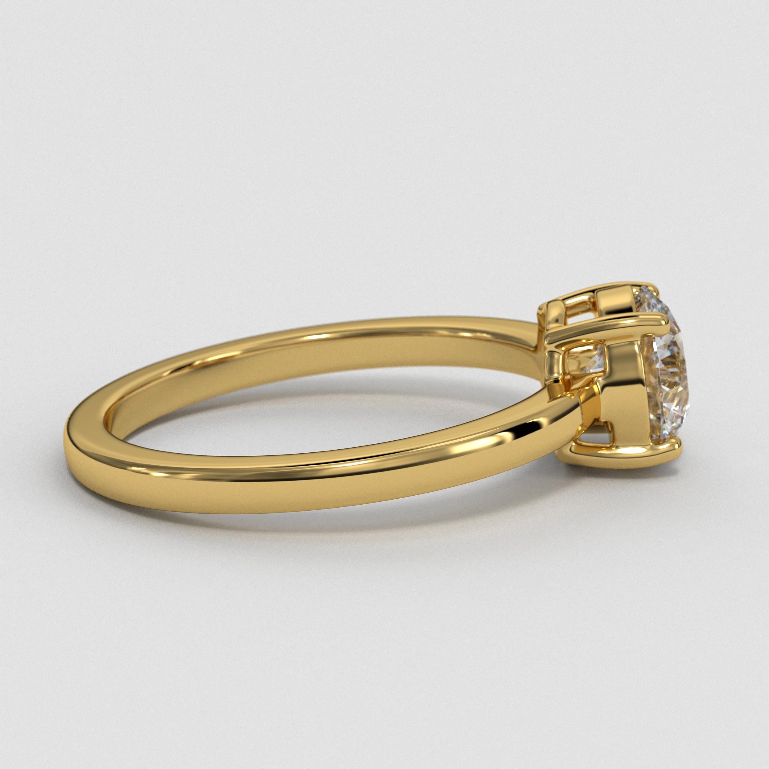 14K Gold Round Cut Lab Grown Diamond Solitaire Ring