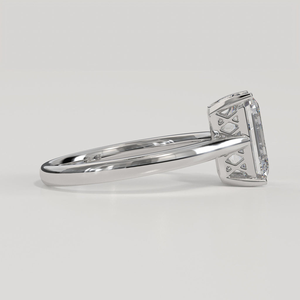 14K Solid Gold Certified Emerald Cut Lab Diamond Solitaire Engagement Ring