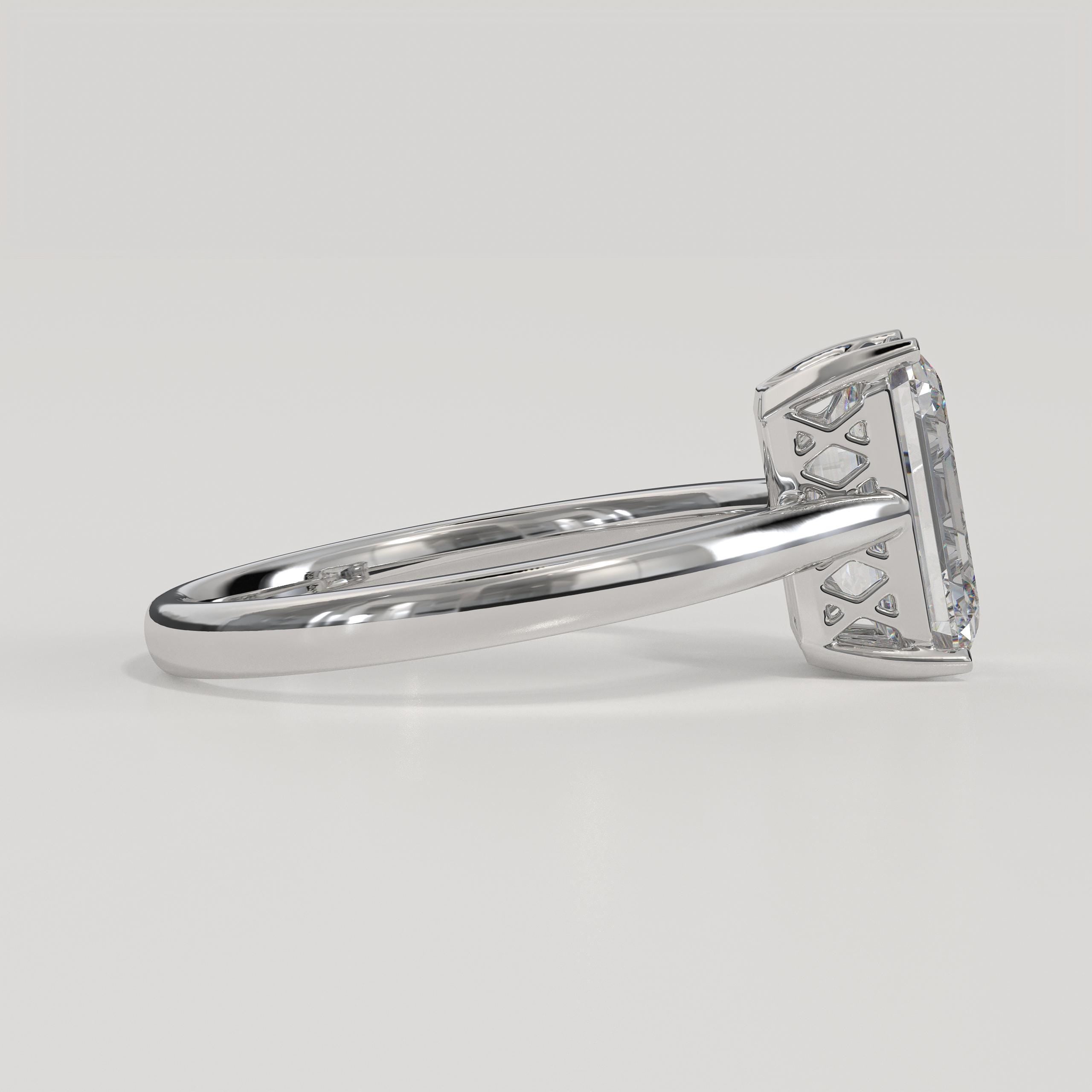 14K Solid Gold Certified Emerald Cut Lab Diamond Solitaire Engagement Ring