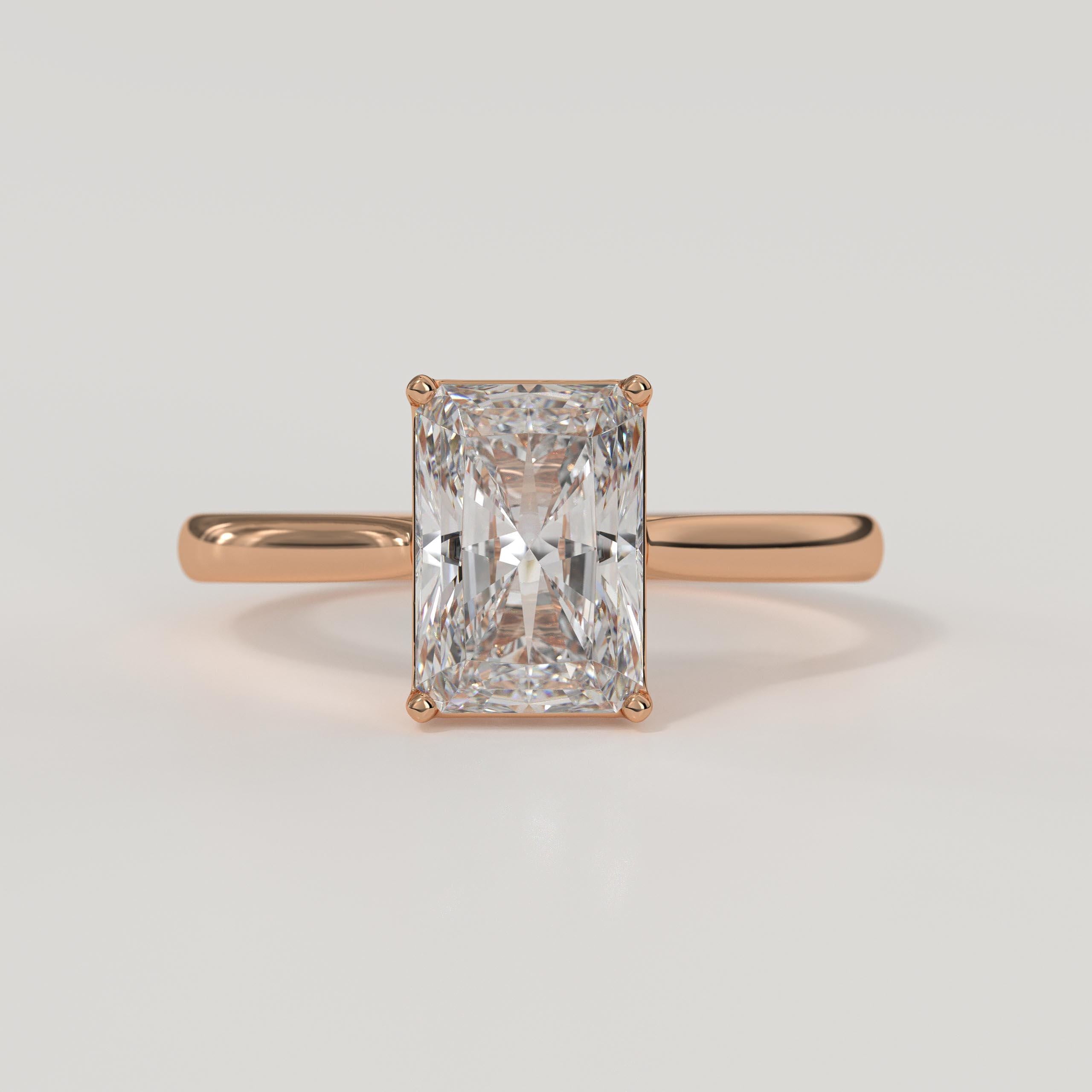 Radiant Cut 1 carat F Color VS1 Clarity IGI Certified Elongated Radiant Cut Lab Grown Diamond Solitaire Engagement Ring 14k Gold