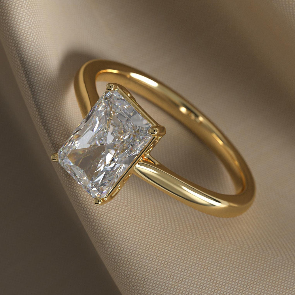 Radiant Cut 1 carat F Color VS1 Clarity IGI Certified Elongated Radiant Cut Lab Grown Diamond Solitaire Engagement Ring 14k Gold