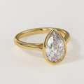 14K Gold Pear Shape Bezel Setting Lab Grown Diamond Engagement Ring