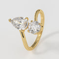 Toi Et Moi Ring Pear Round Cut Lab Grown Diamond Wedding Ring in 14K Gold