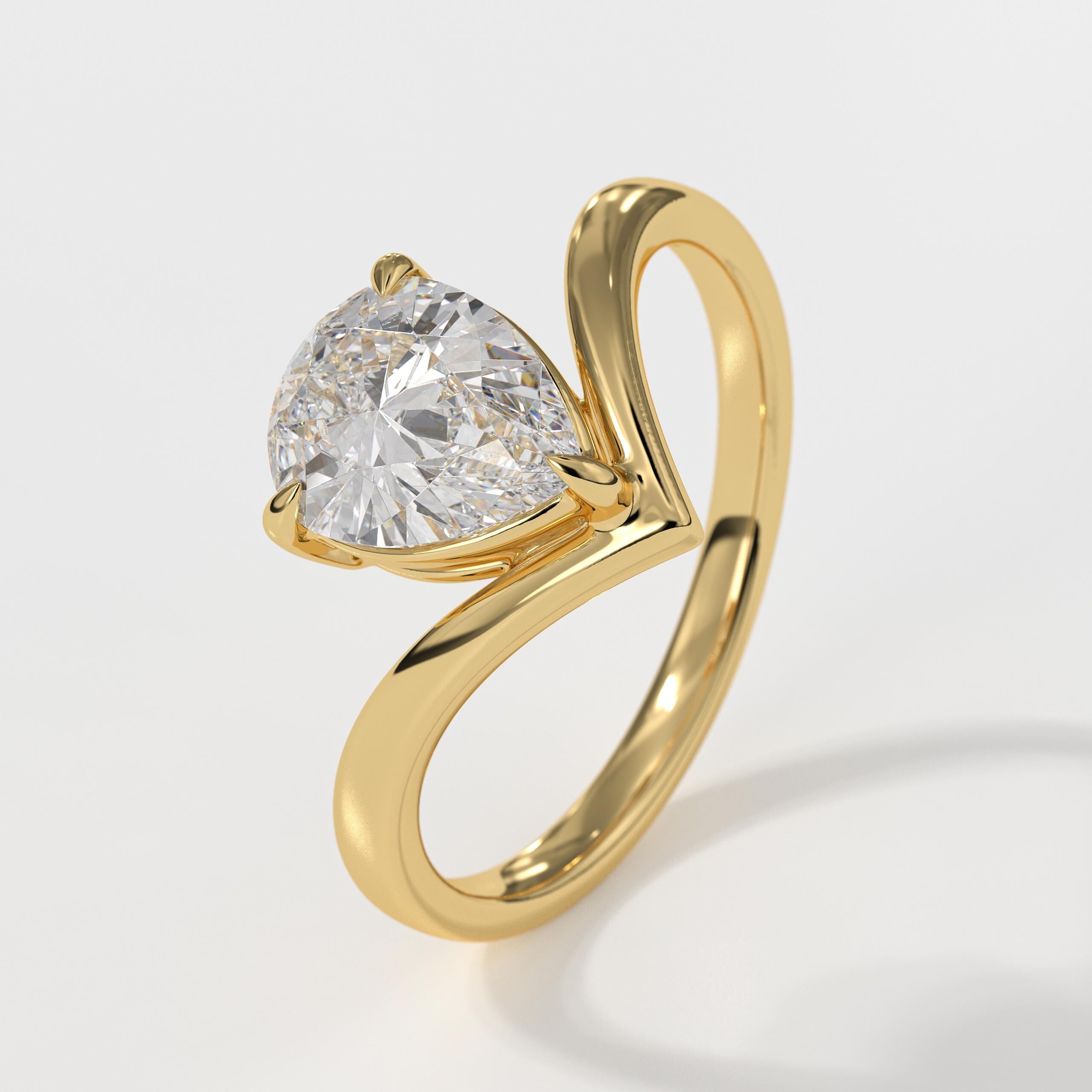 Lab Grown Diamond Chevron 14K Gold Anniversary Ring for Wife
