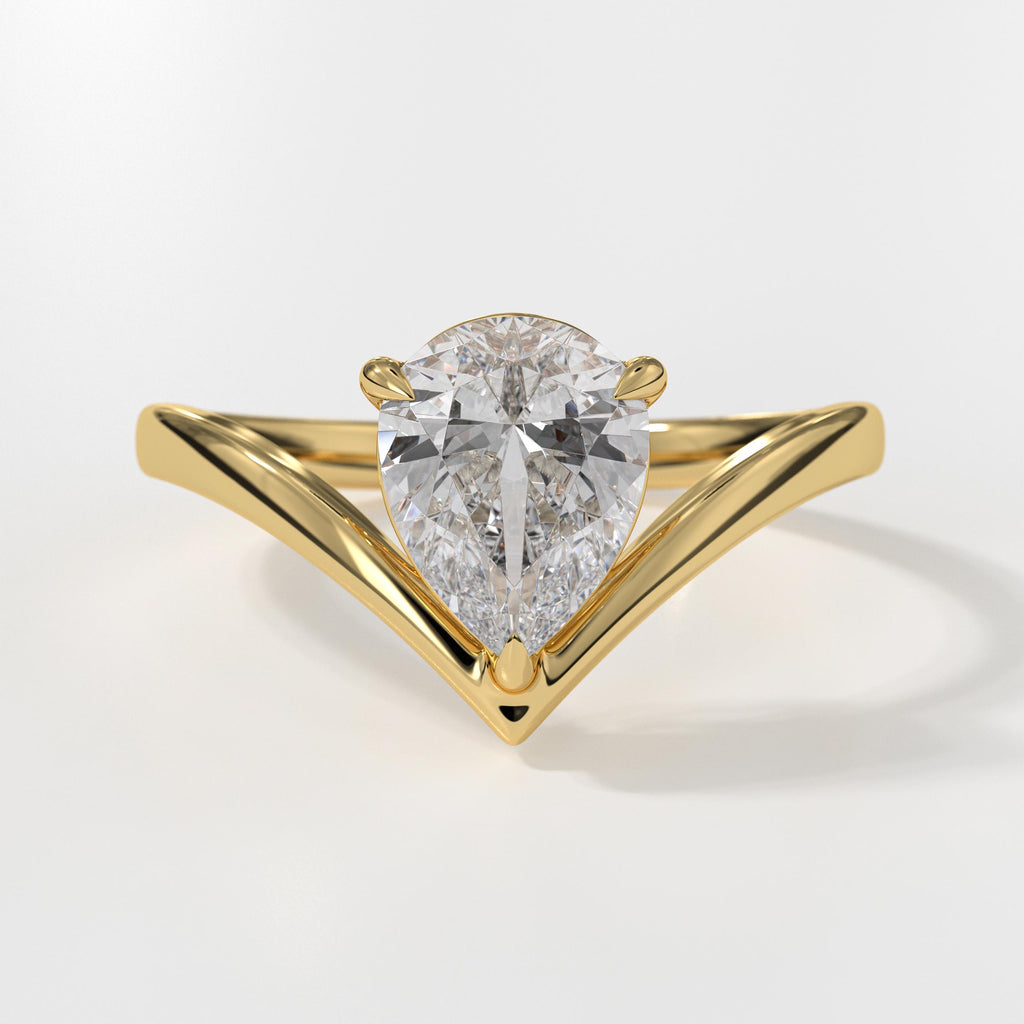 Lab Grown Diamond Chevron 14K Gold Anniversary Ring for Wife