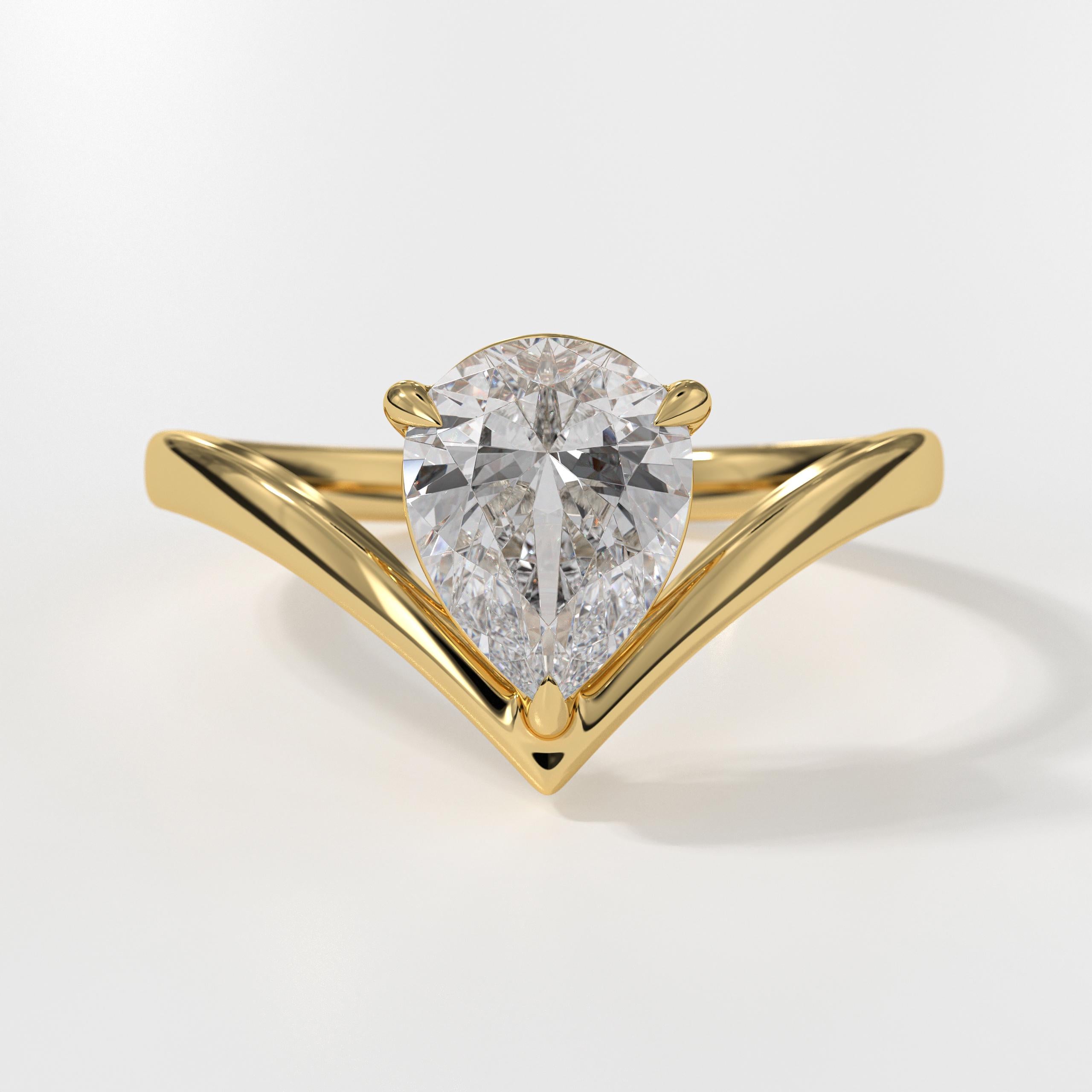 Lab Grown Diamond Chevron 14K Gold Anniversary Ring for Wife