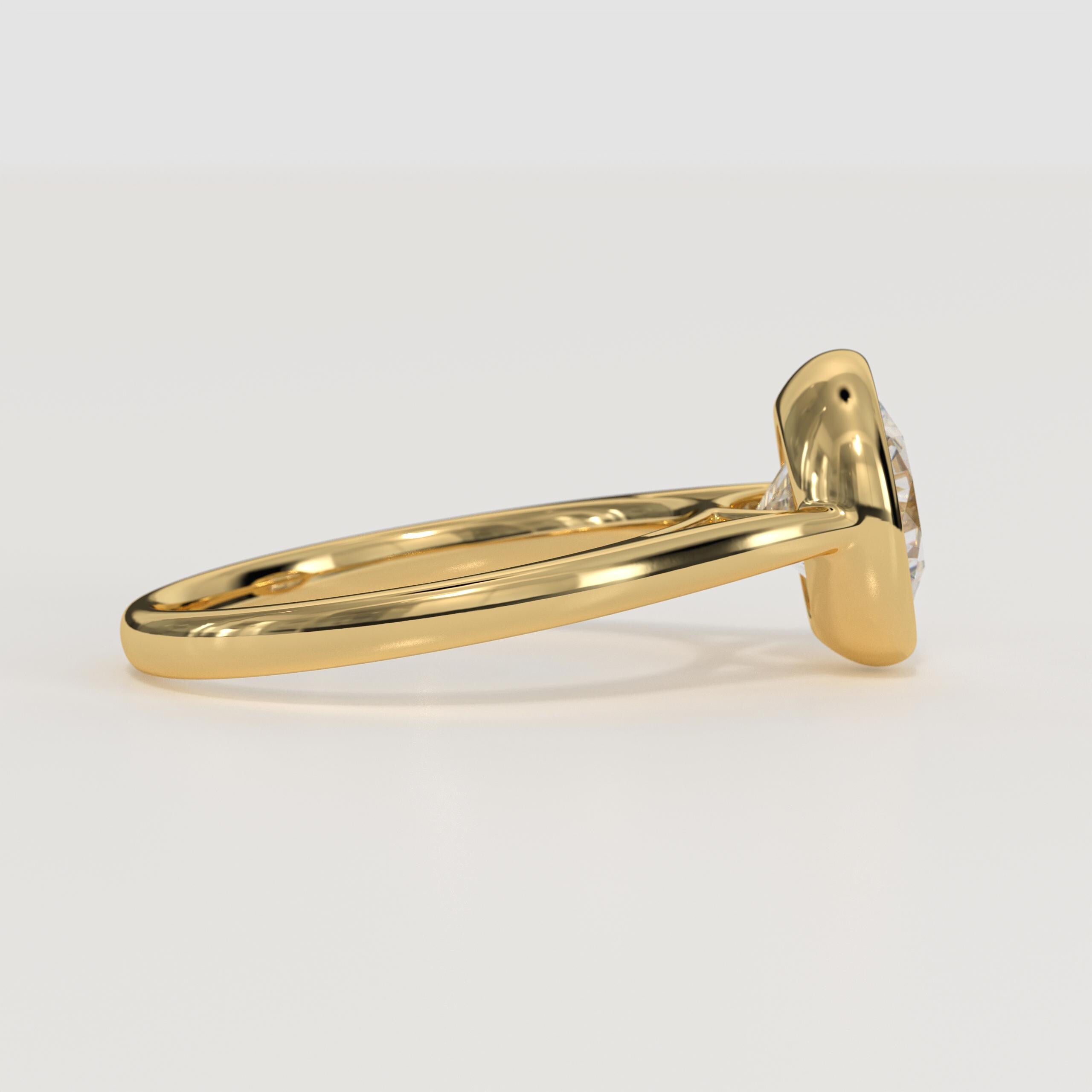14K Gold Lab Grown Diamond Engagement Ring With Bezel Set