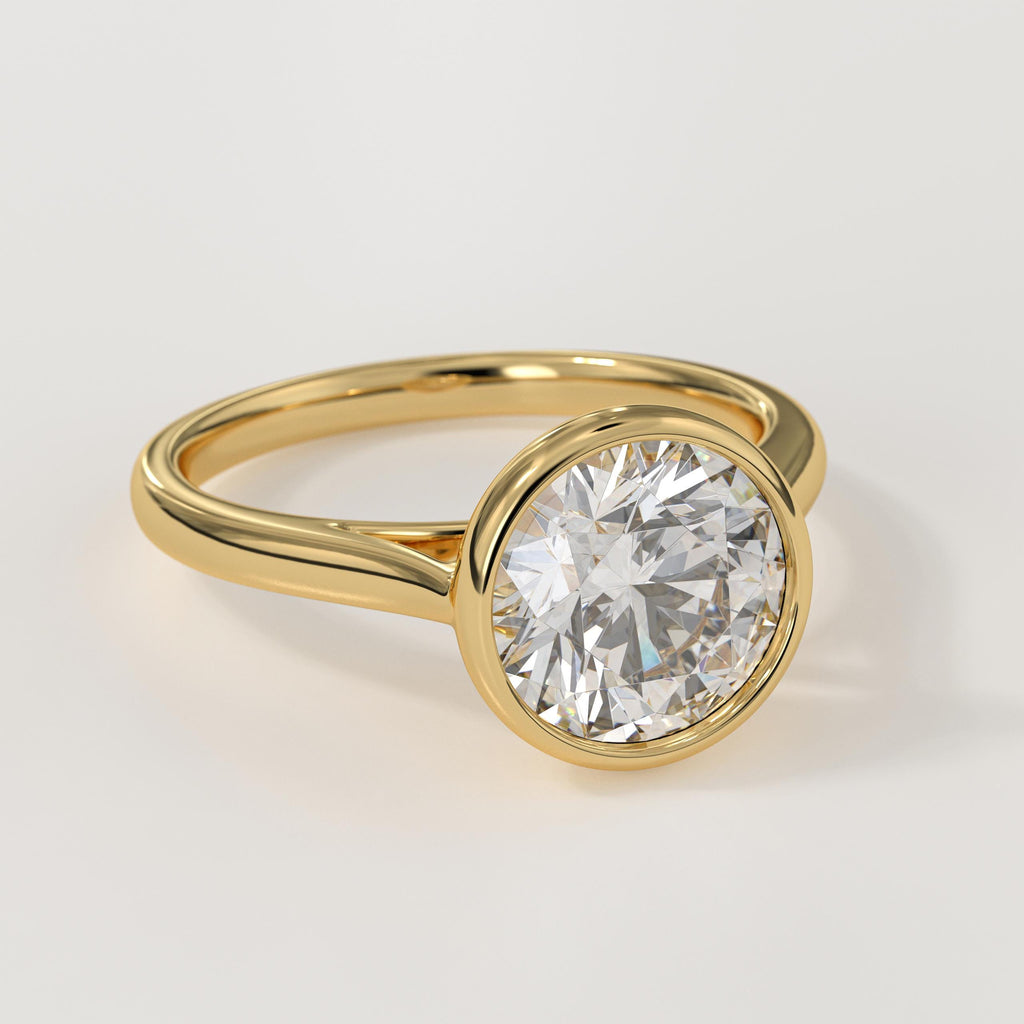 14K Gold Lab Grown Diamond Engagement Ring With Bezel Set
