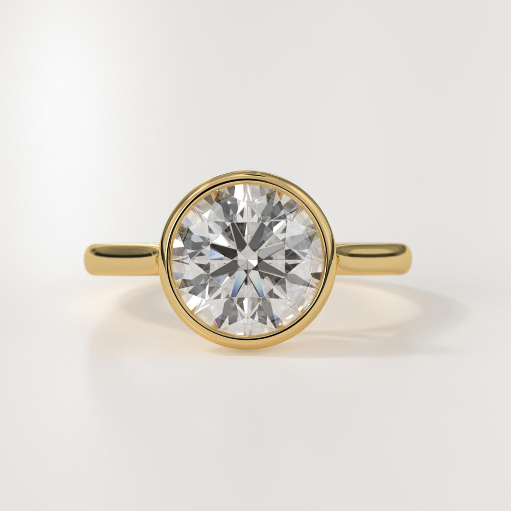 14K Gold Lab Grown Diamond Engagement Ring With Bezel Set