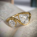 14K Gold Pear & Round Cut Lab Grown Diamond Toi Et Moi Wedding Ring