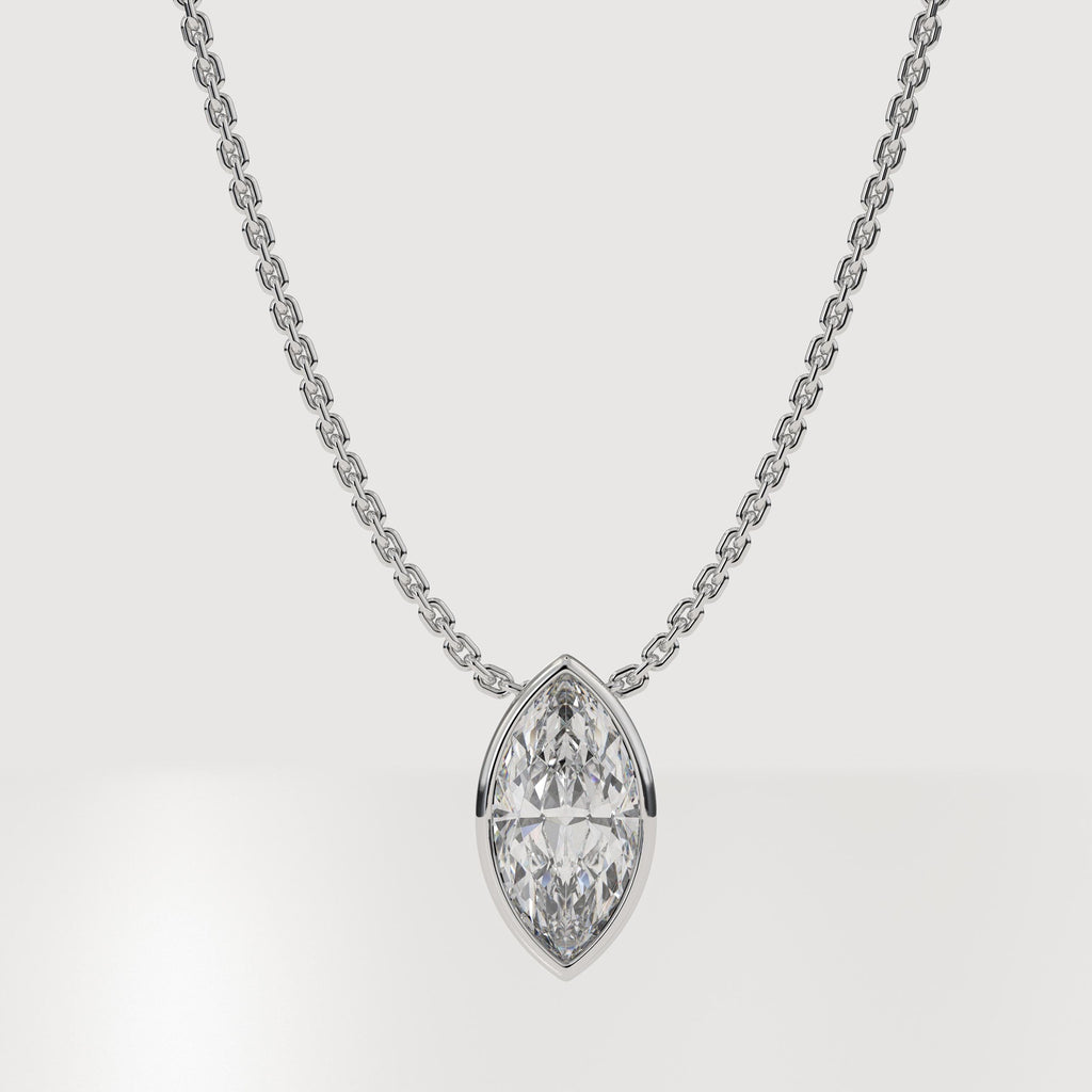 14K Solid Gold Marquise Cut Solitaire Lab Grown Diamond