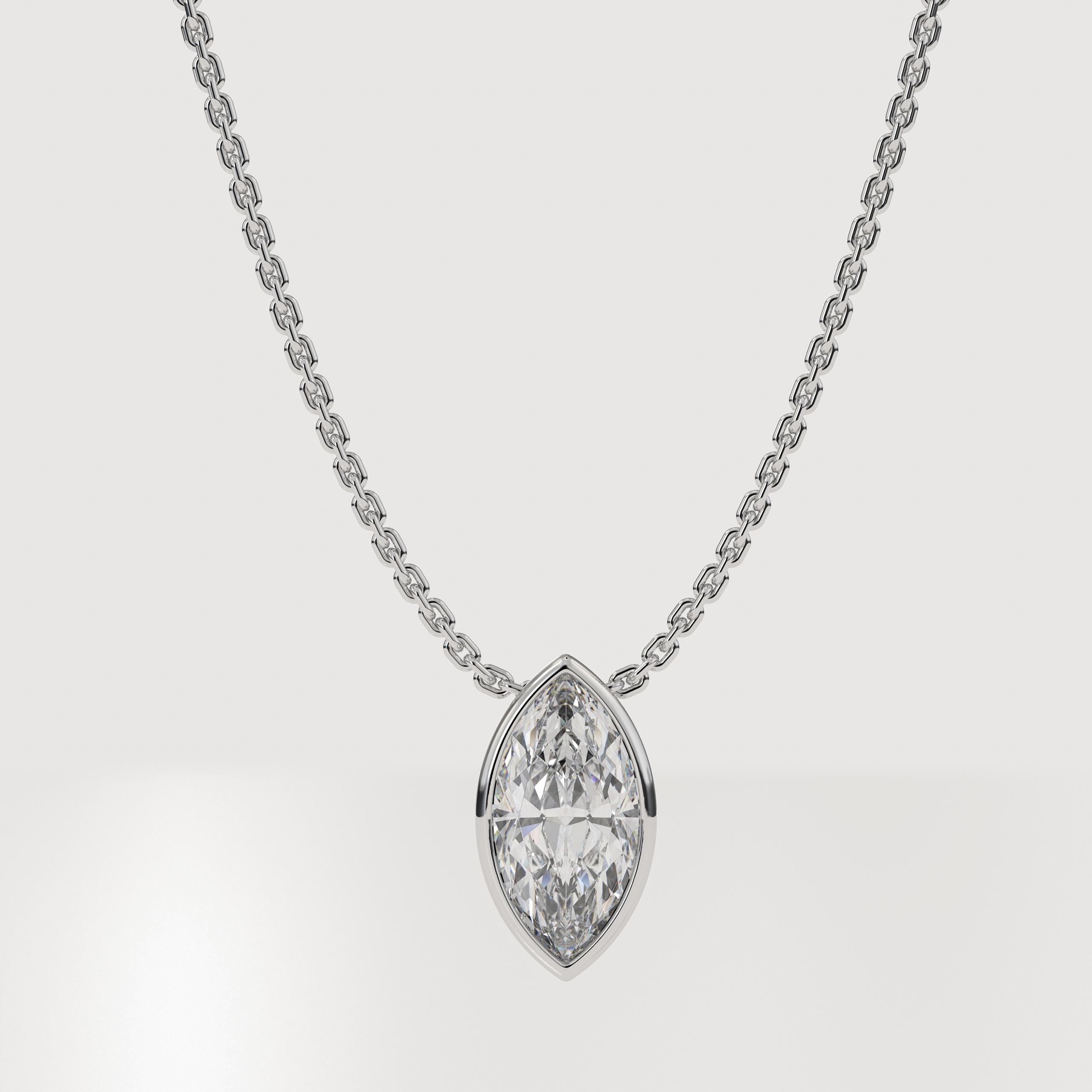 14K Solid Gold Marquise Cut Solitaire Lab Grown Diamond