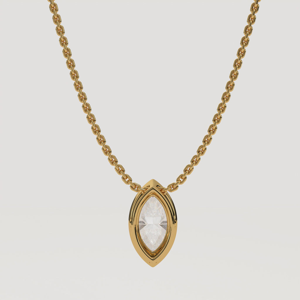 14K Solid Gold Marquise Cut Solitaire Lab Grown Diamond