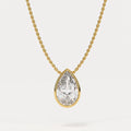 Bezel Pear Cut Lab Grown Diamond Solitaire Necklace