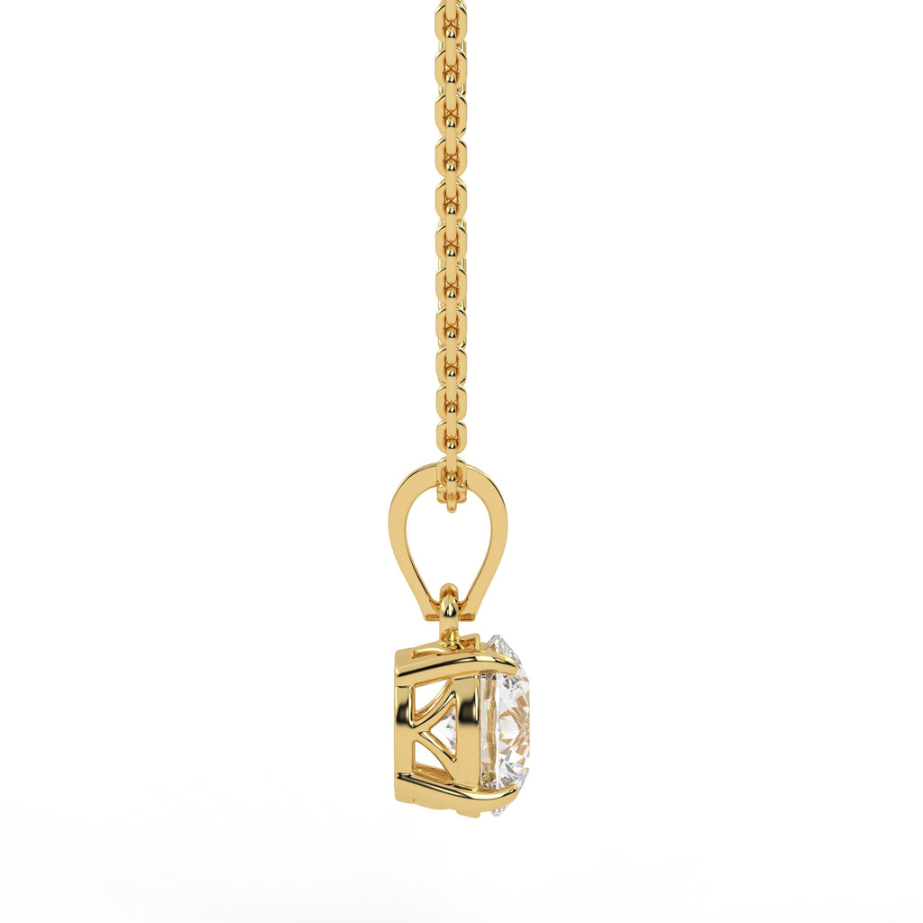 14K Solid Gold Lab Grown Diamond Solitaire Pendant Necklace