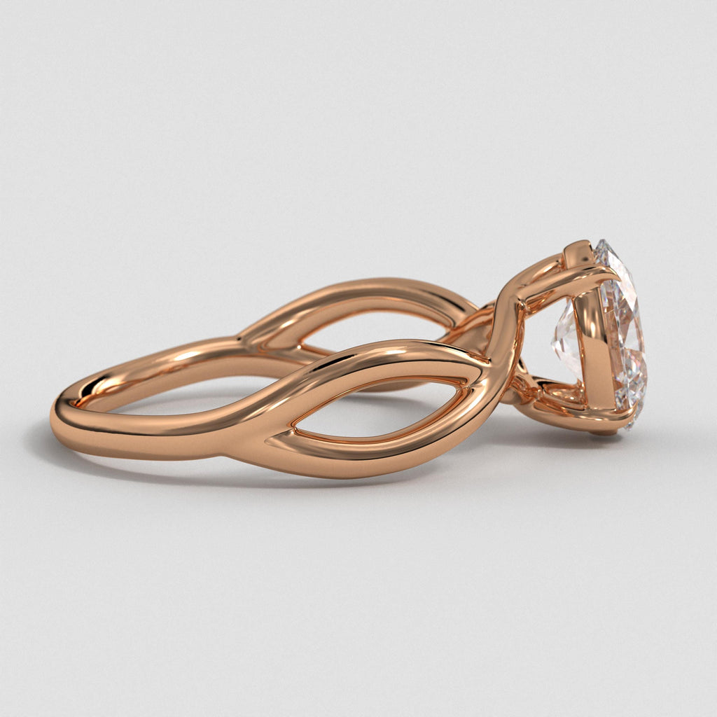14K Gold Oval Lab Grown Diamond Twist Infinity Engagement Ring