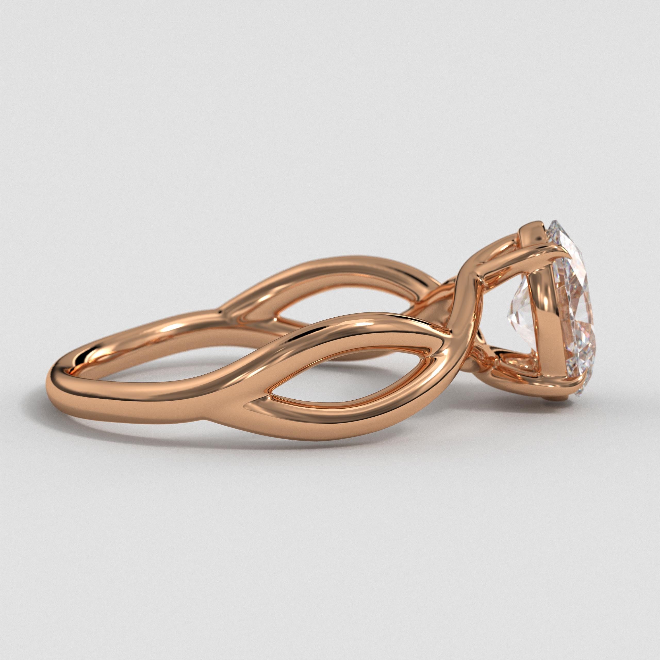 14K Gold Oval Lab Grown Diamond Twist Infinity Engagement Ring