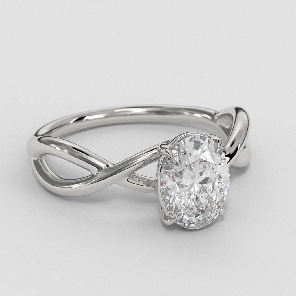 14K Gold Oval Lab Grown Diamond Twist Infinity Engagement Ring