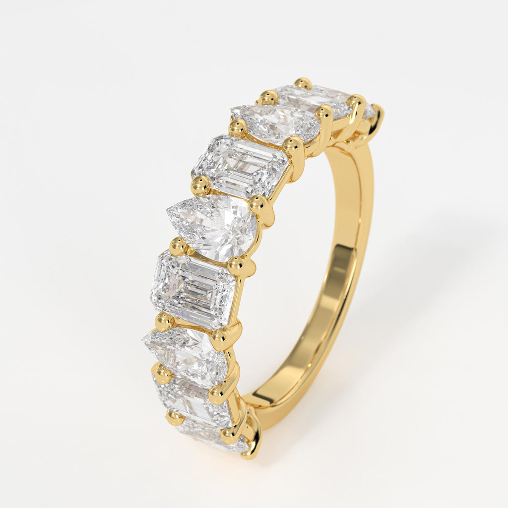 Multi Shape Brilliant Cut Lab grown Diamond Eternity Wedding Ring