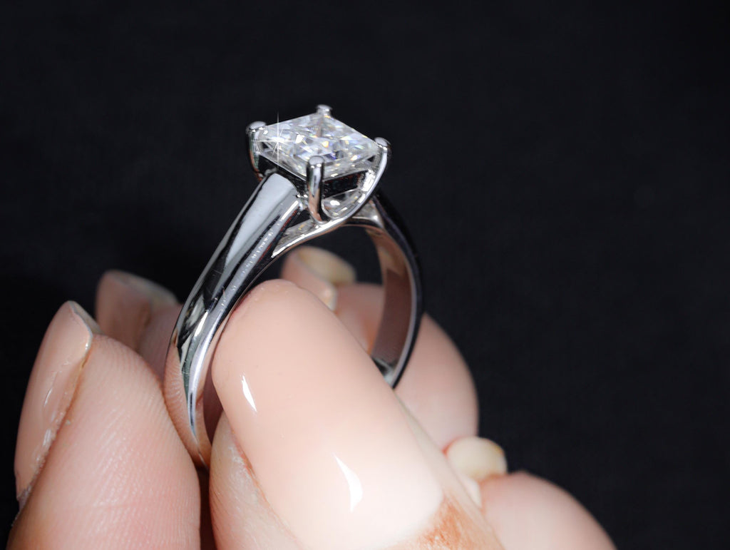 14K Gold Princess Cut 4 Ct Lab Grown Diamond Solitaire Engagement Ring