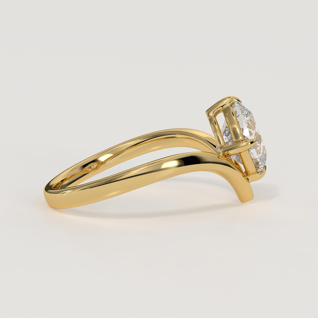 Lab Grown Diamond Chevron Minimalist V Shape Cushion Solitaire Wedding Band 14K Solid Gold Unique Engagement Ring