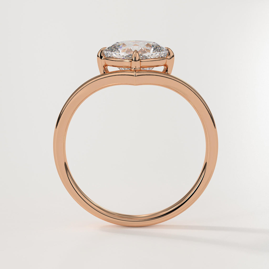 Lab Grown Diamond Chevron Minimalist V Shape Cushion Solitaire Wedding Band 14K Solid Gold Unique Engagement Ring