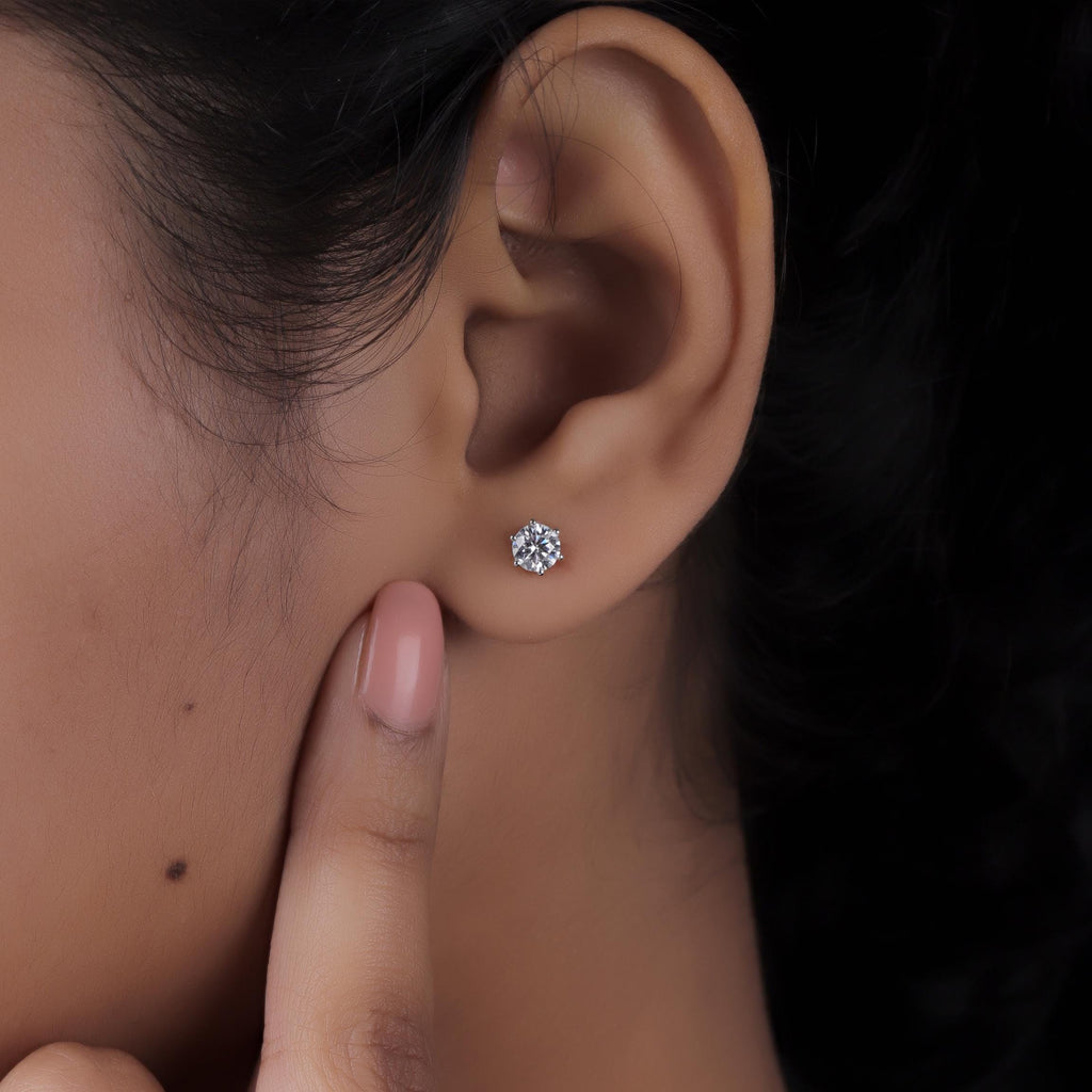 14K Gold Lab Grown Round Brilliant Cut Diamond Stud Earrings