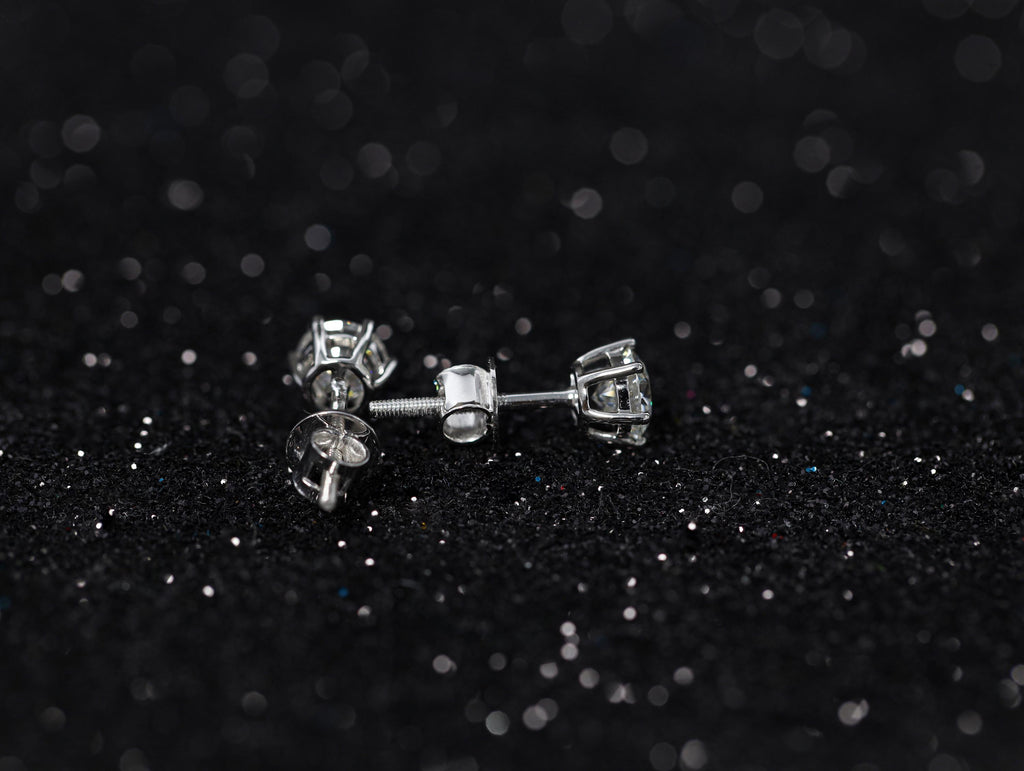 14K Gold Lab Grown Round Brilliant Cut Diamond Stud Earrings
