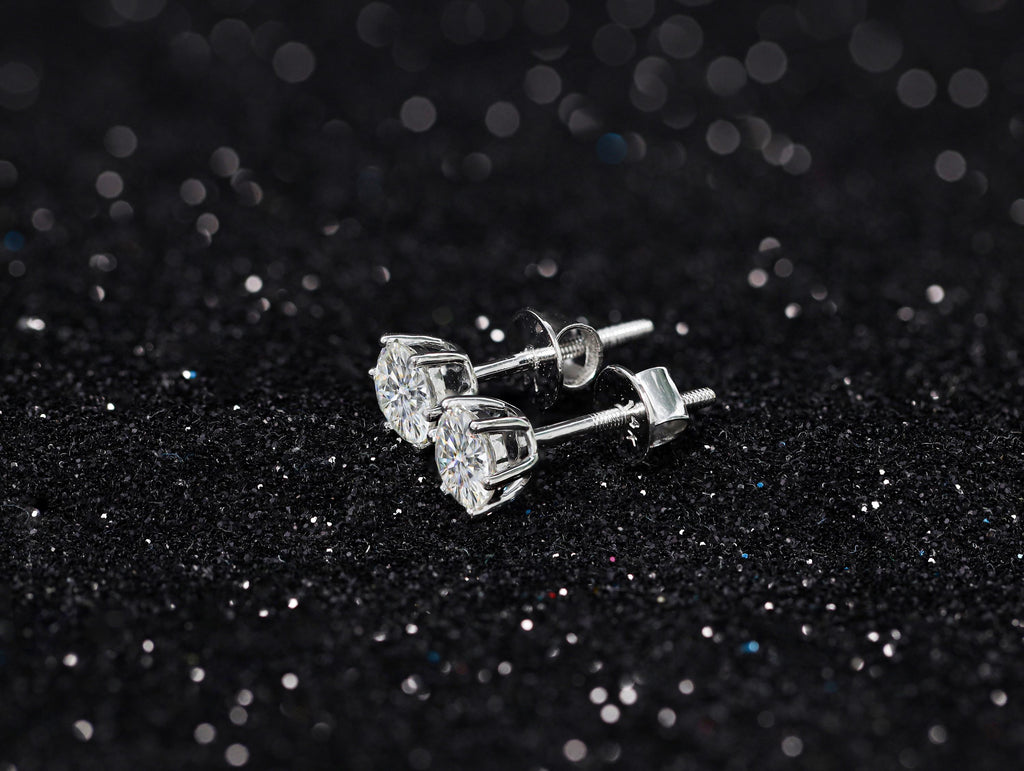 14K Gold Lab Grown Round Brilliant Cut Diamond Stud Earrings