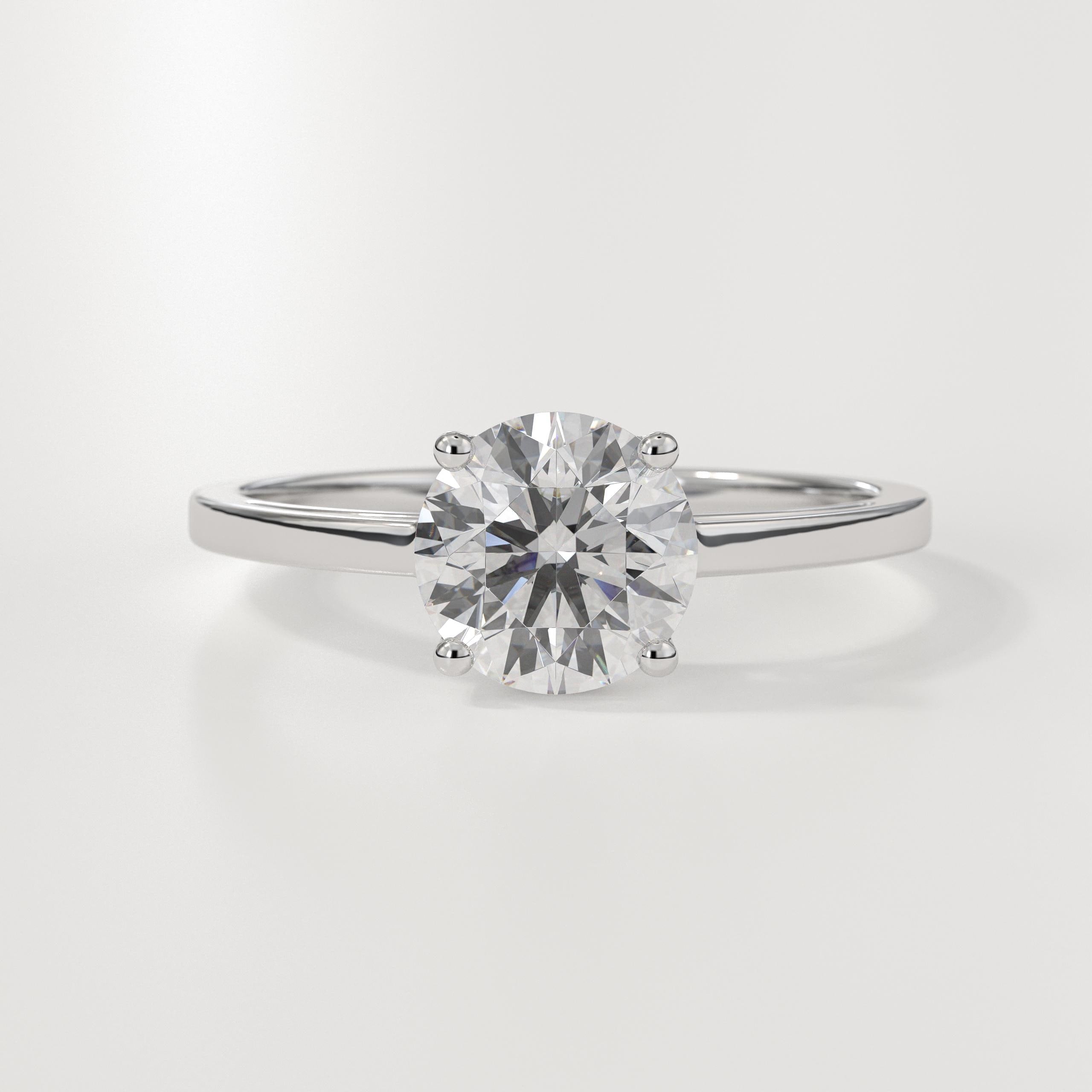 1.5 Carat F Color VS1 Clarity IGI Certificate 14K Gold Round Brilliant Cut Lab Grown Diamond Solitaire Engagement Ring