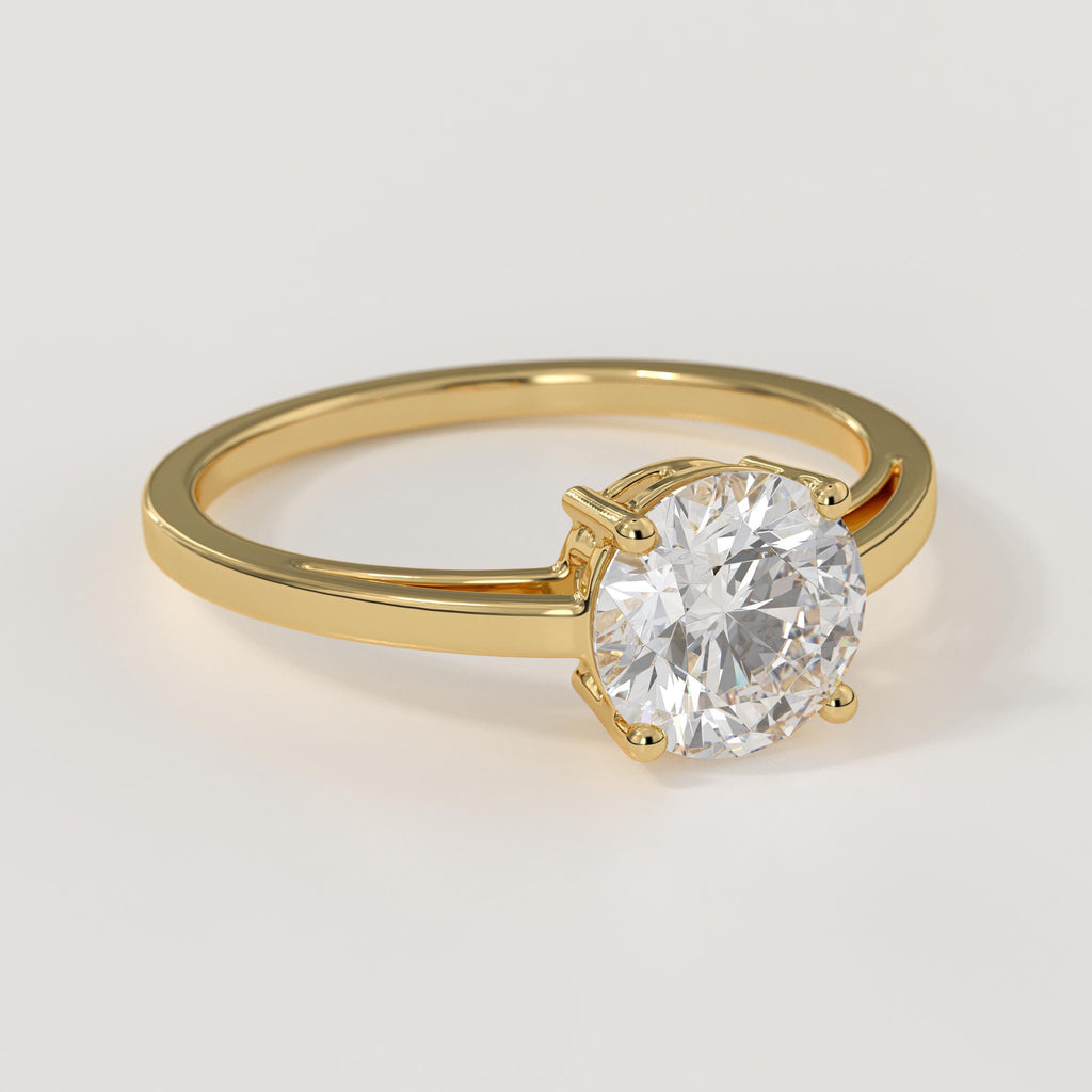 1.5 Carat F Color VS1 Clarity IGI Certificate 14K Gold Round Brilliant Cut Lab Grown Diamond Solitaire Engagement Ring