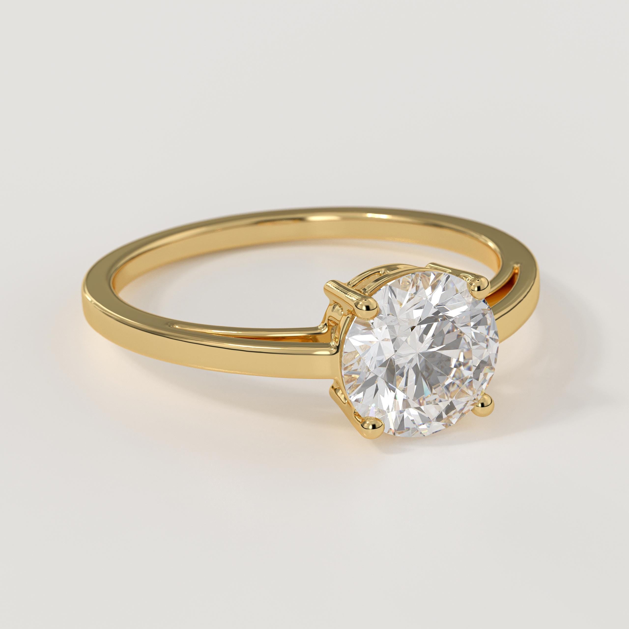 1.5 Carat F Color VS1 Clarity IGI Certificate 14K Gold Round Brilliant Cut Lab Grown Diamond Solitaire Engagement Ring