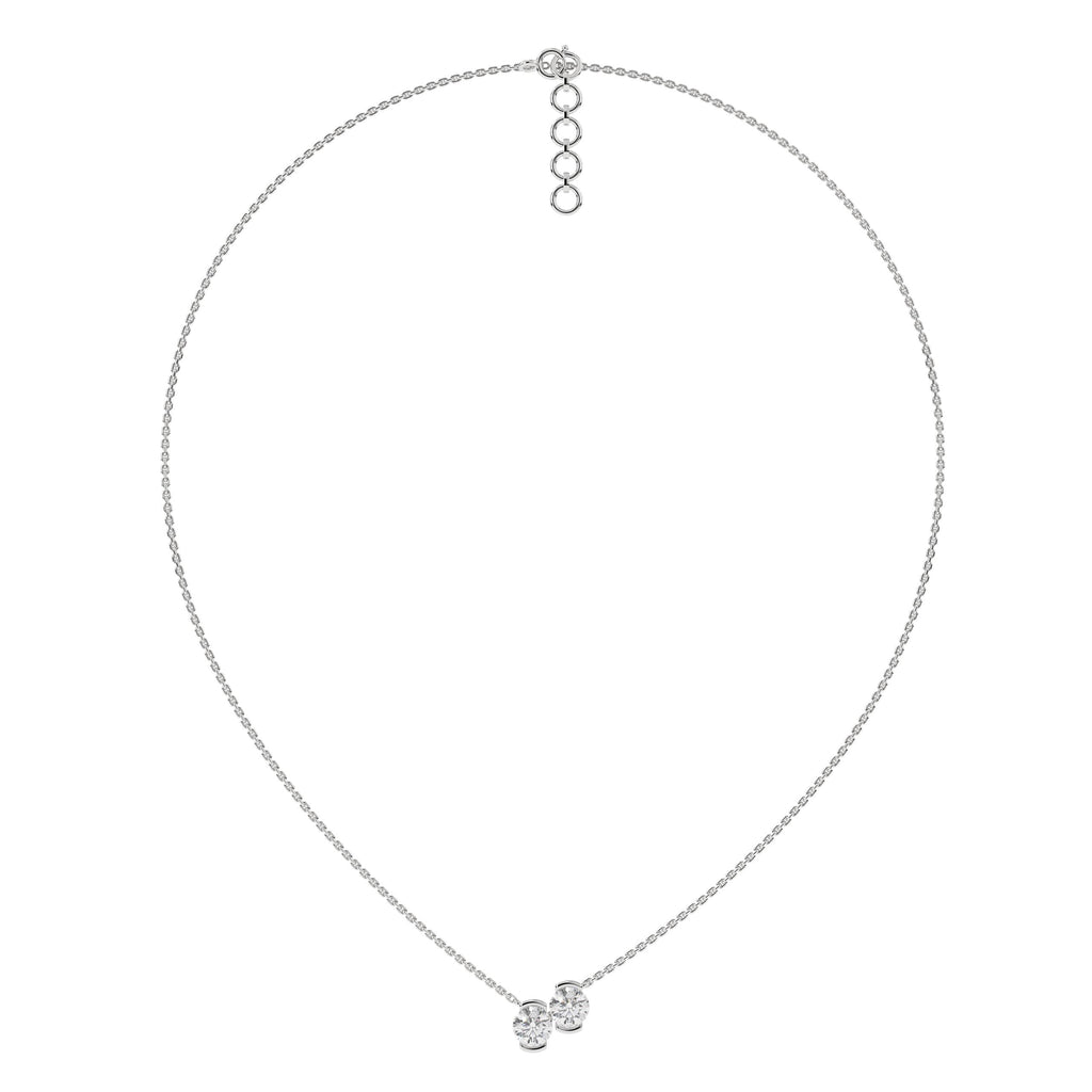 14K Gold Lab Grown Diamond Solitaire Pendant Necklace, Half Bezel Set Necklace
