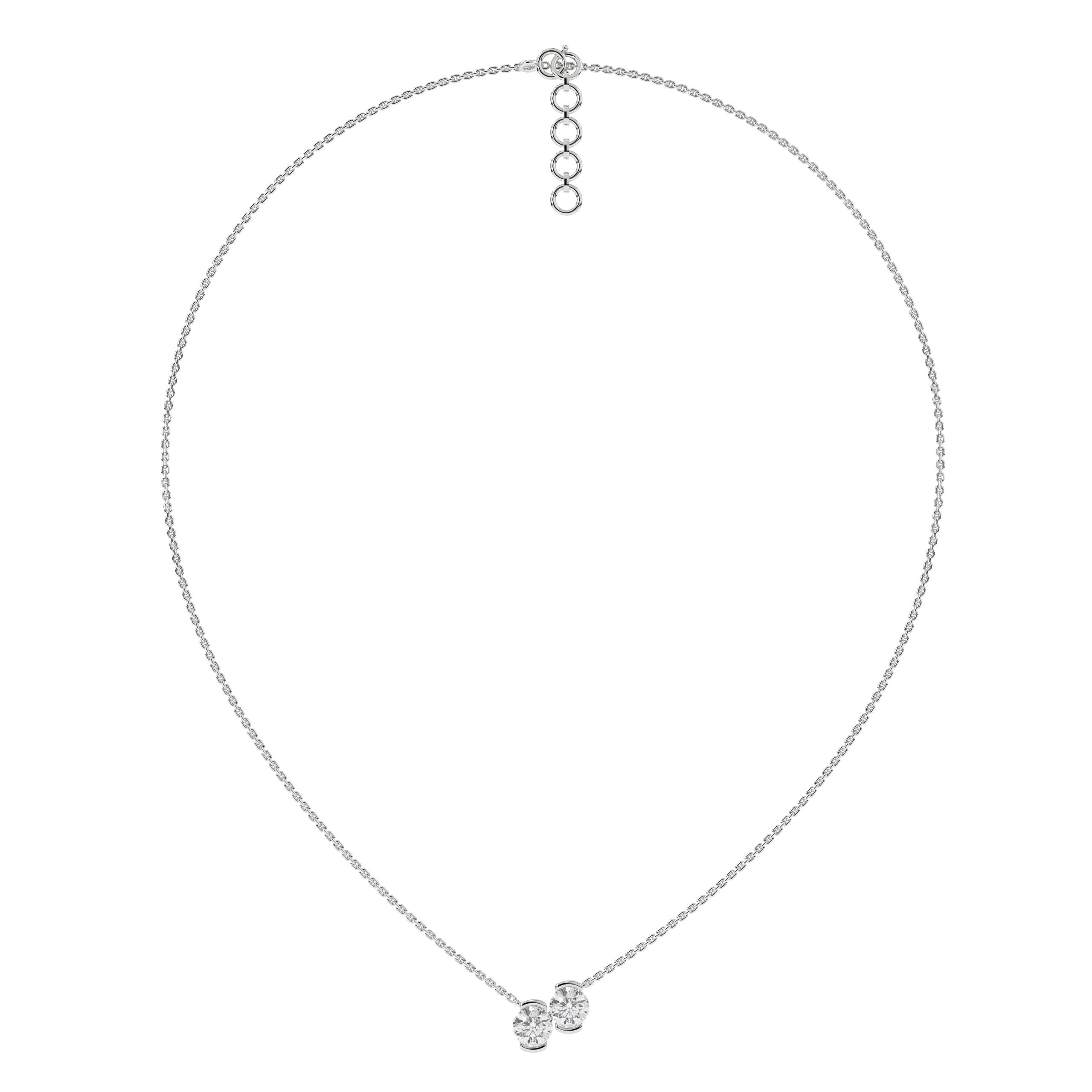 14K Gold Lab Grown Diamond Solitaire Pendant Necklace, Half Bezel Set Necklace